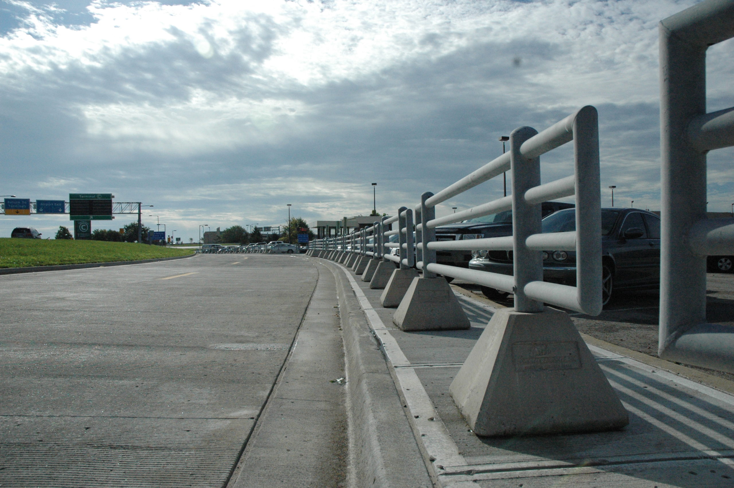 Steel traffic barriers on a highway
