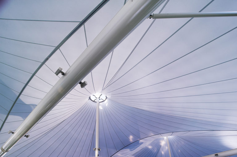 Structural steel framing for Indian Wells Tennis Garden canopies